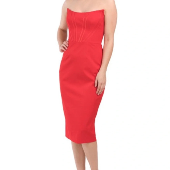 DRESS THE POPULATION Anthropologie Red Convertible Bustier XXL Evening Cocktail - Picture 1 of 14